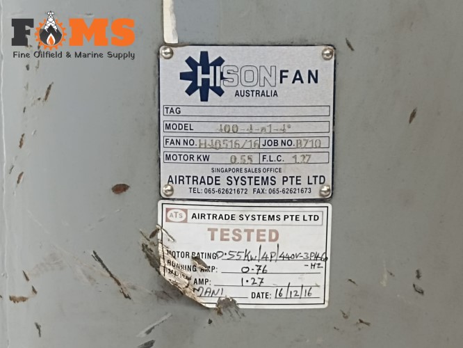 Hison Axial Flow Fans MODEL-400-4-A1-4 MOTOR KW= 0.55 FAN NO.-H4B516/16 - Image 8